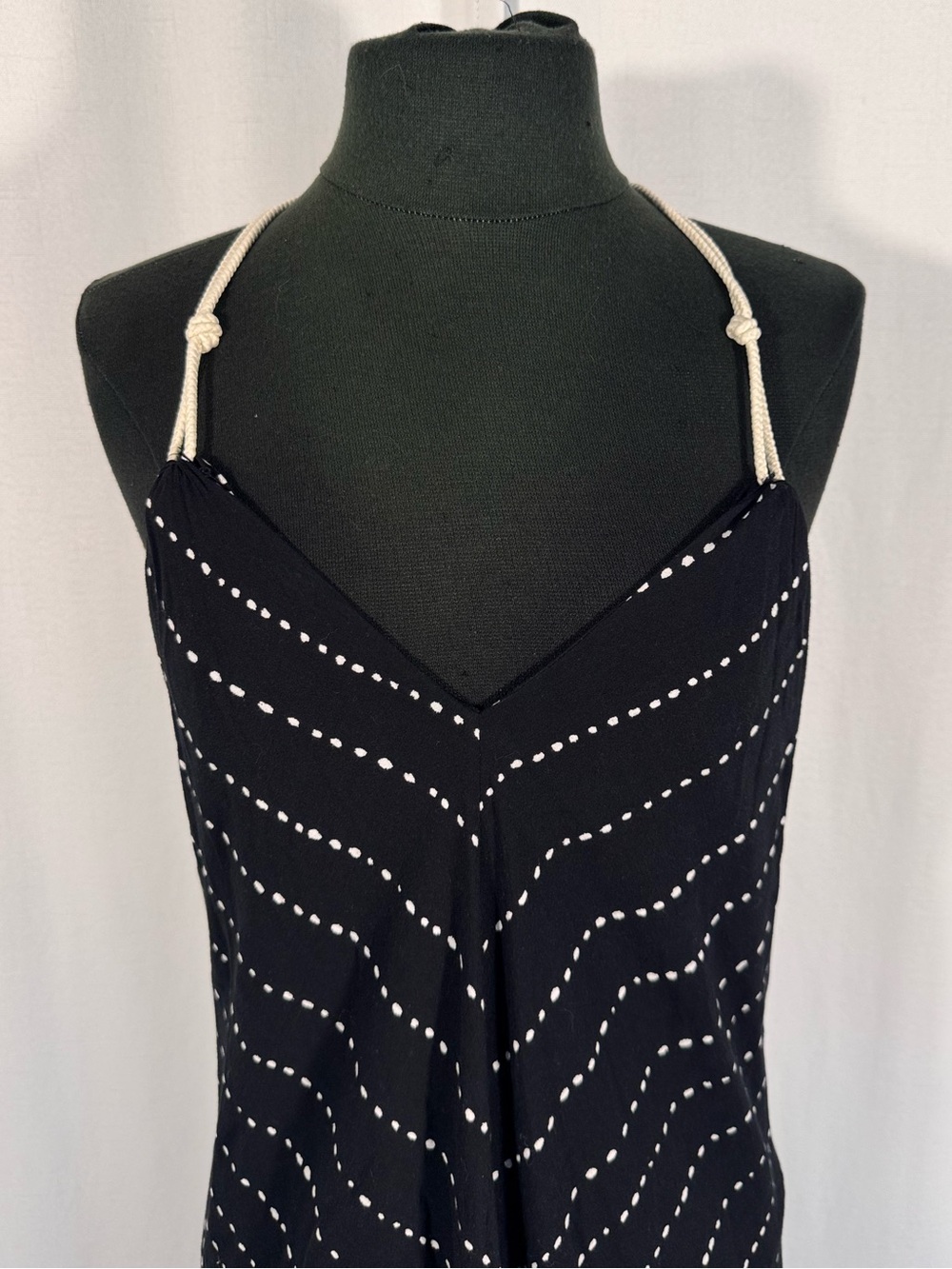Vix Paula Hermanny Black & White Dot Stripe Halter Maxi Dress - Picture 3 of 6